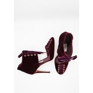 40 Jimmy Choo Velvet Burgundy Lace Up Heels